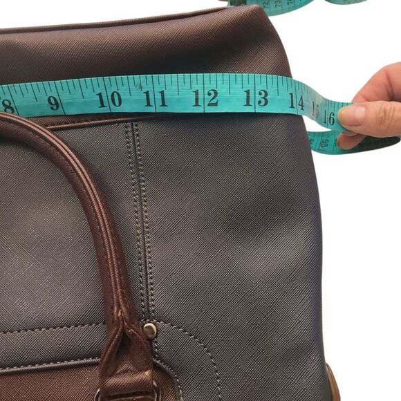 Jaclyn Smith Handbag Black Brown Topstitching 14 × 10 - Picture 8 of 12